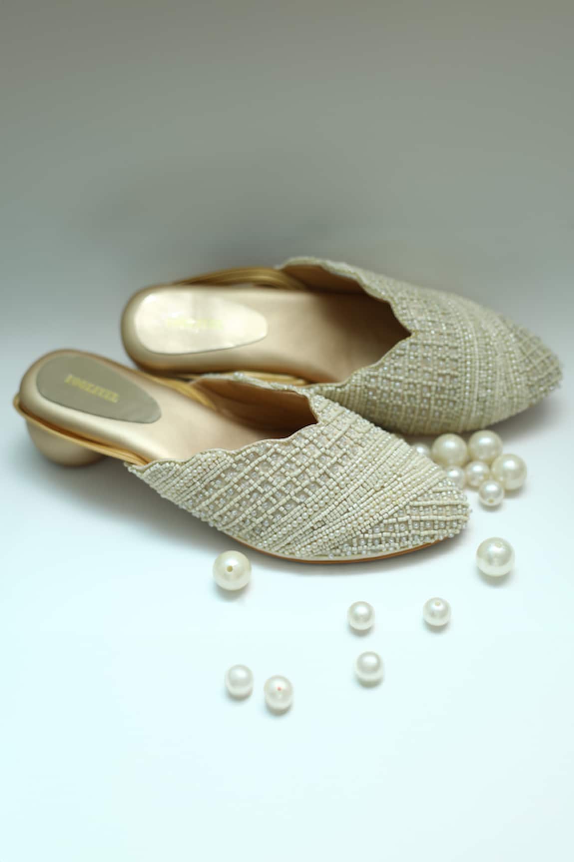 Foot Fuel Pearl Bead Embellished Mule Heels 