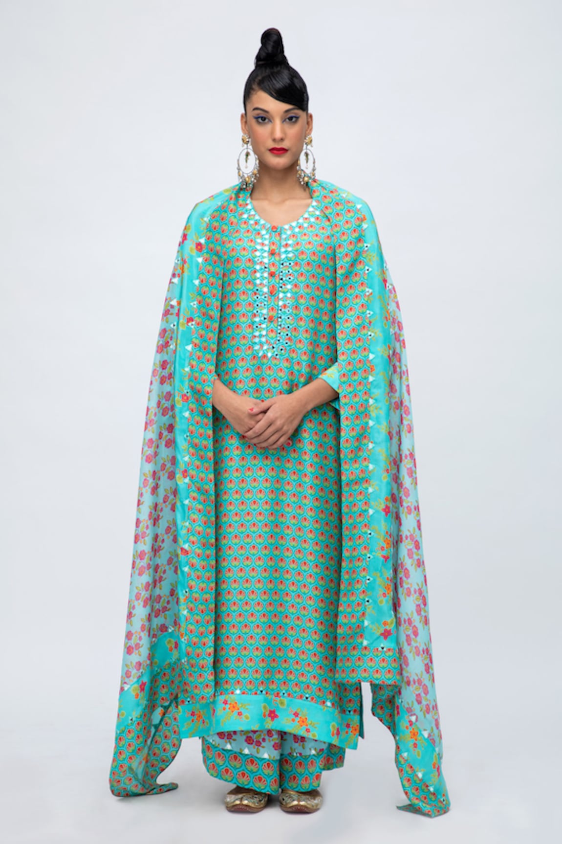 Lila Amina Floral Print Kurta Pant Set