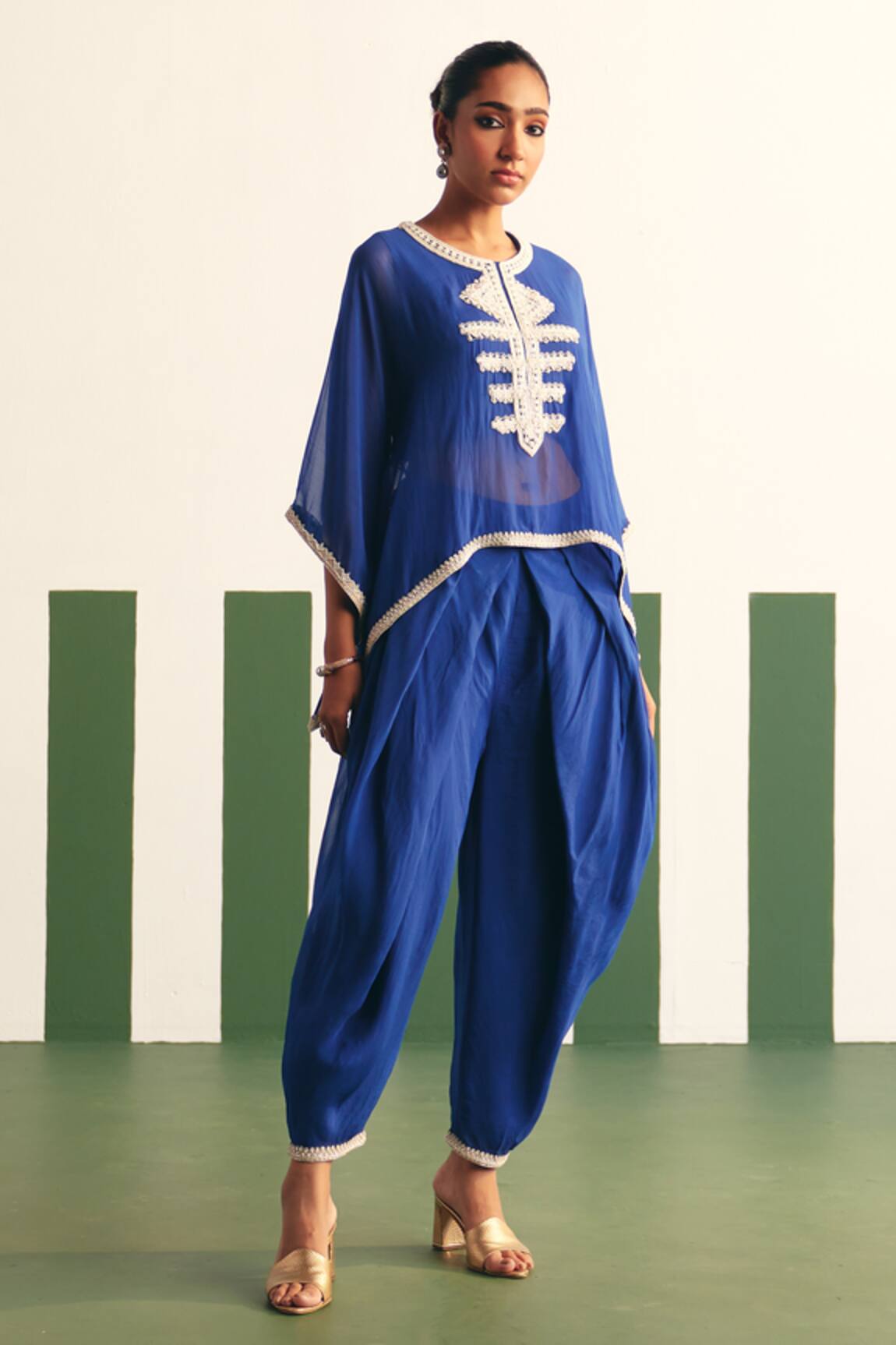 Reeti Arneja - Theklub Mavis Embroidered Yoke Kaftan With Dhoti Pant 