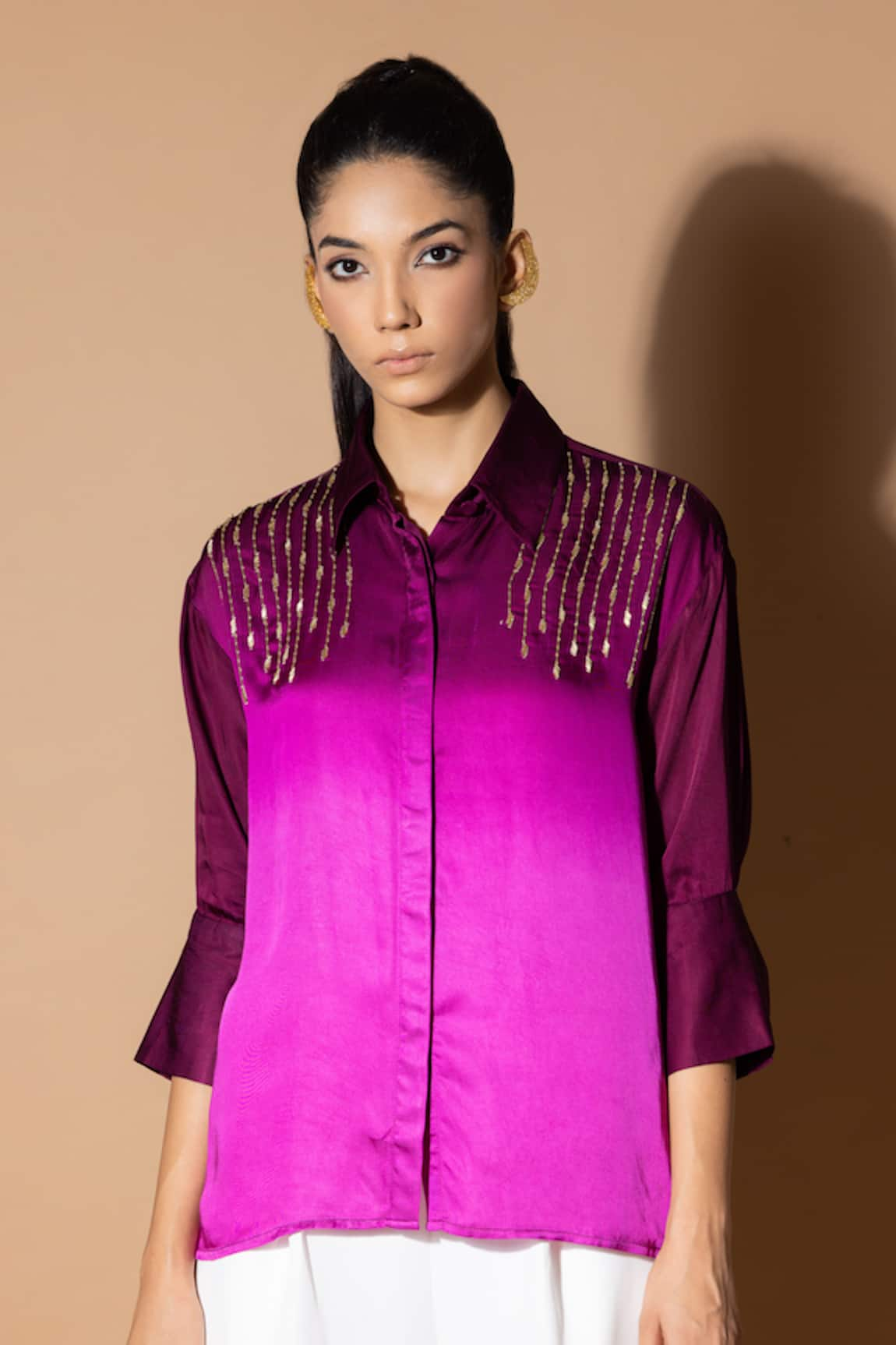 Zeefaa Sequins Hand Embellished Shirt