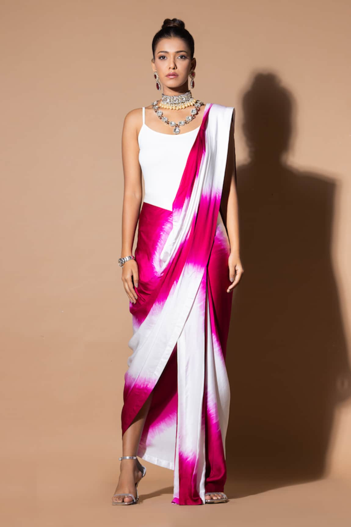 Zeefaa Plain Pre-Draped Saree