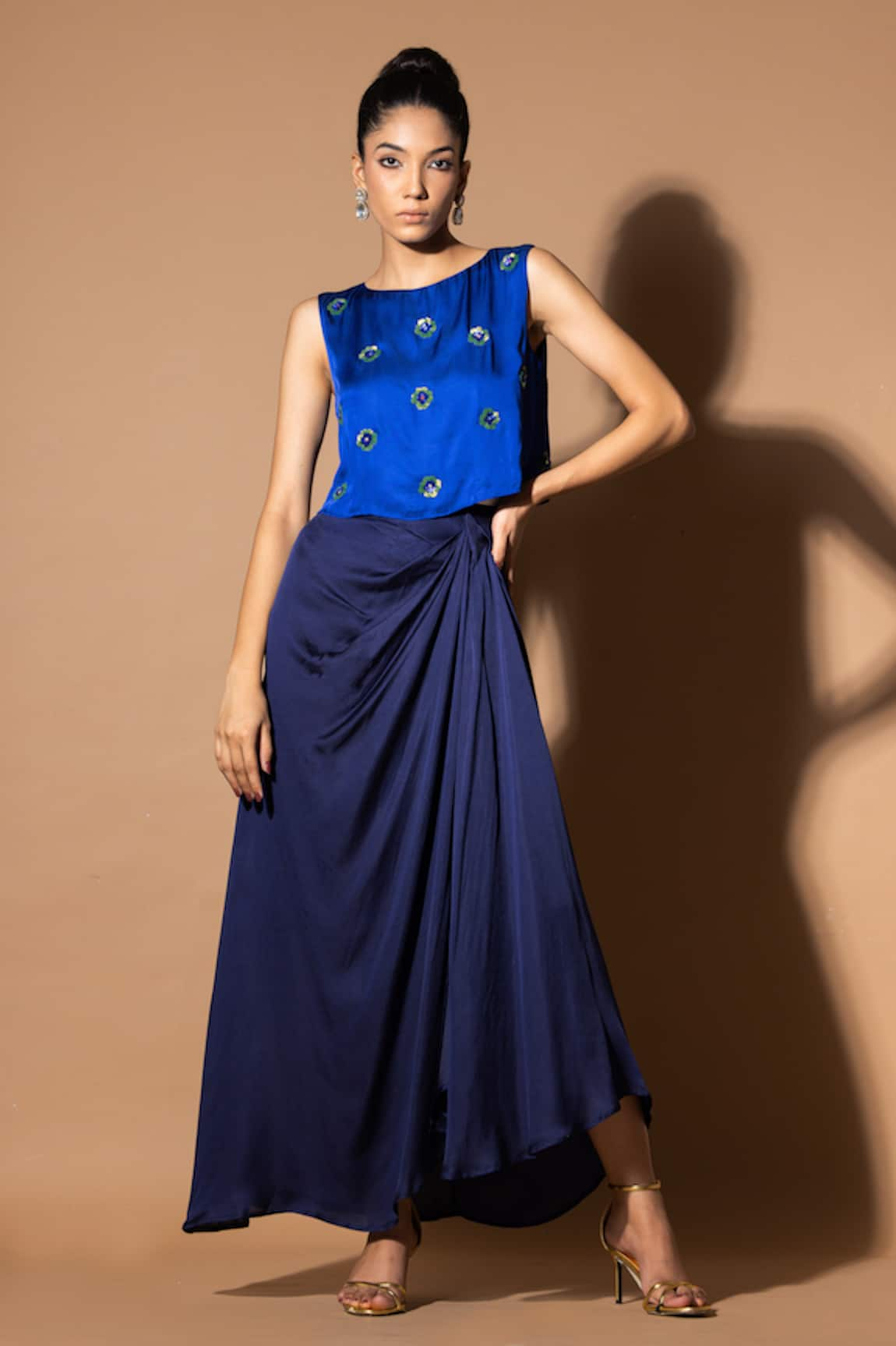 Zeefaa Asymmetric Hem Wrap Skirt