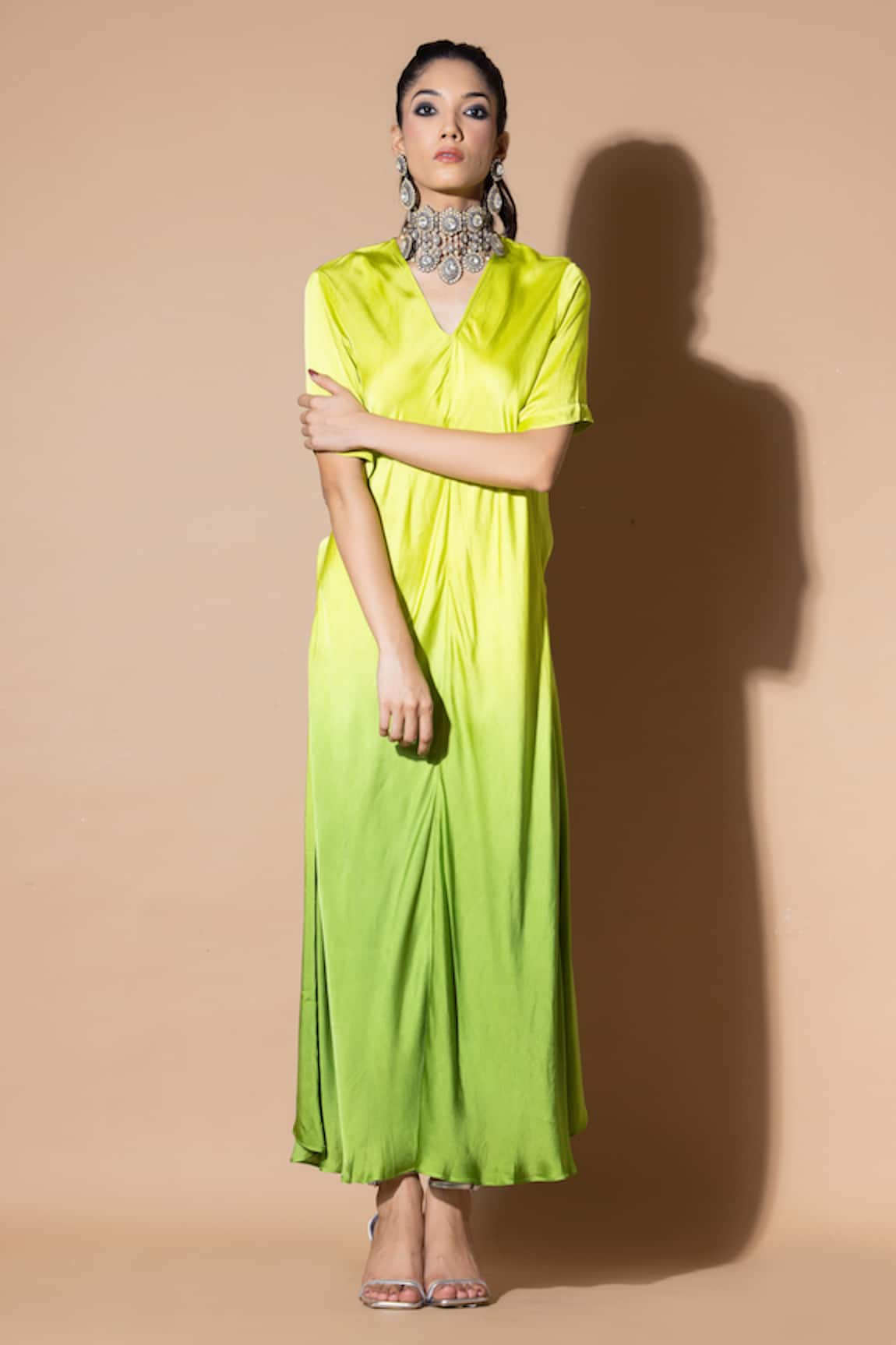 Zeefaa V Neck Maxi Dress