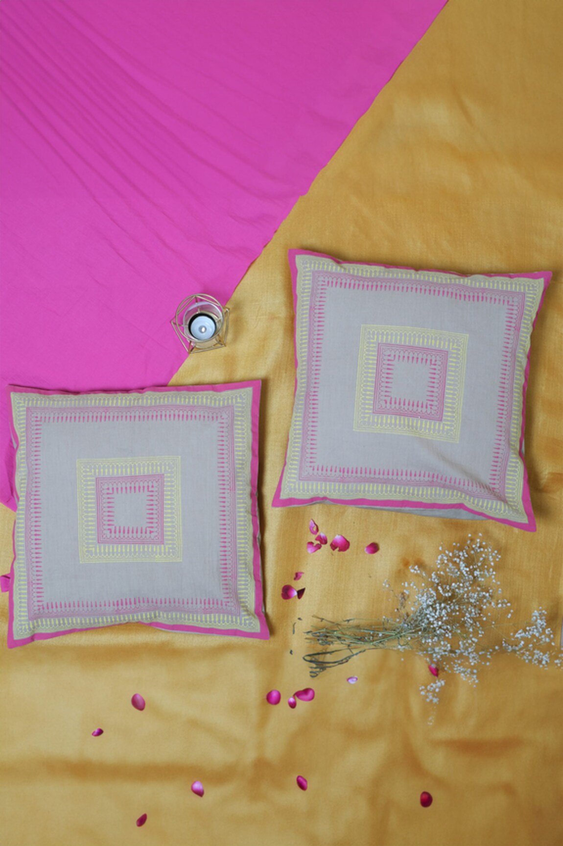 Inheritance India Square Border Cushion Covers - Set of 4