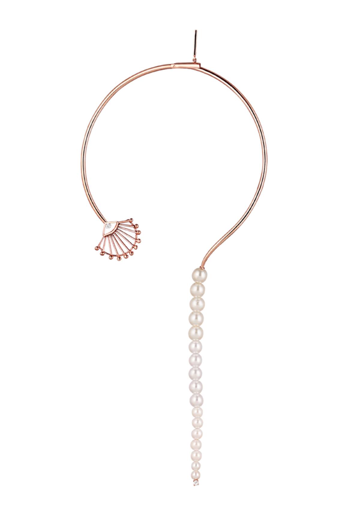 Itrana Asymmetric Pearl Studded Necklace