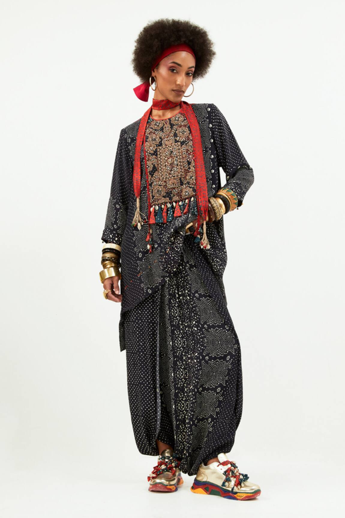 Aseem Kapoor Mitra Printed Kurta & Draped Trouser Set 