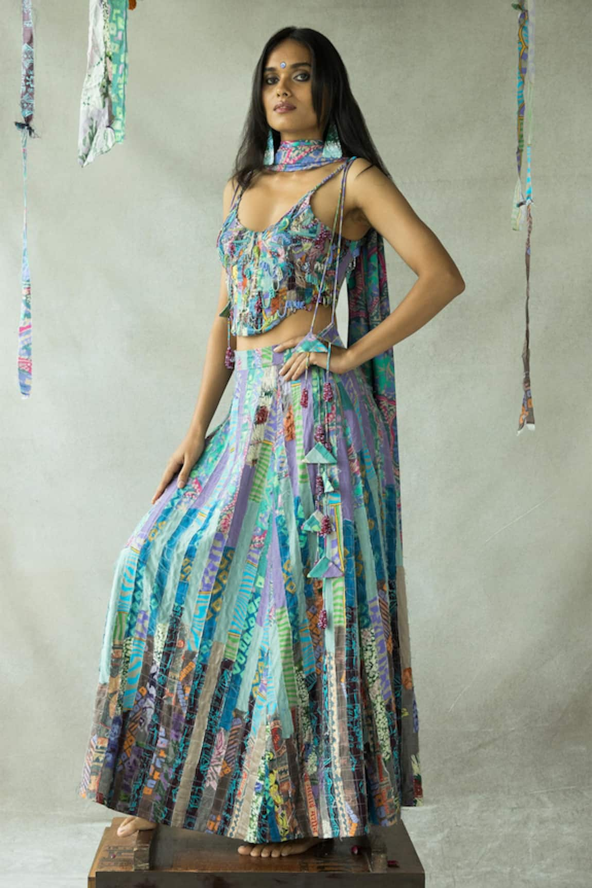 DOH TAK KEH Jhalla Wallah Abstract Print Lehenga Set