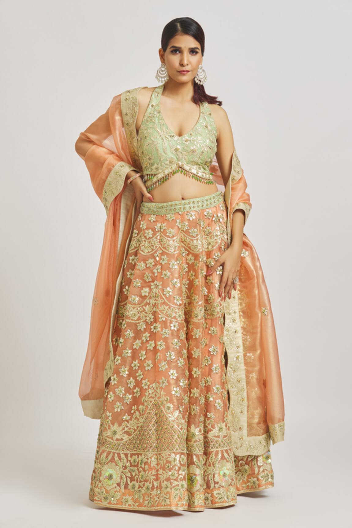 Vandana Sethi Gota Applique Embroidered Lehenga Set 
