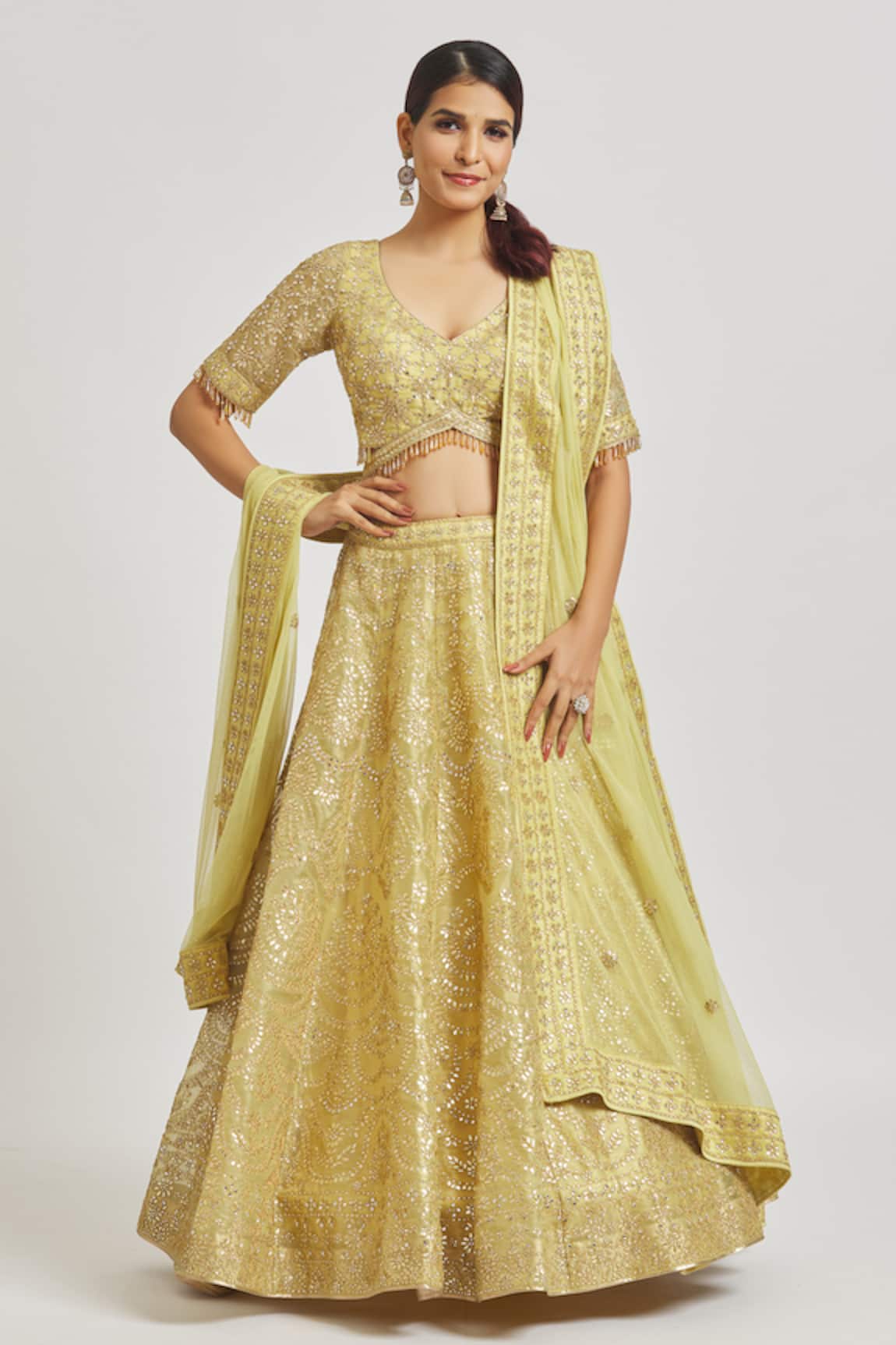 Vandana Sethi Mirror Work Bridal Lehenga Set 