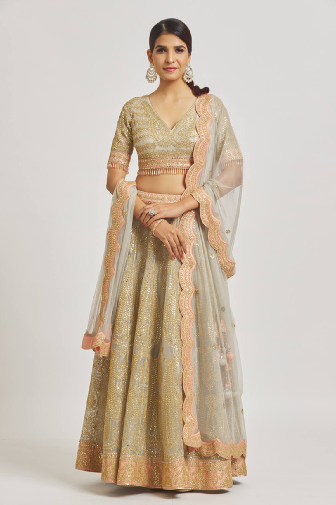 Vandana Sethi Paisley Embroidered Lehenga Set 