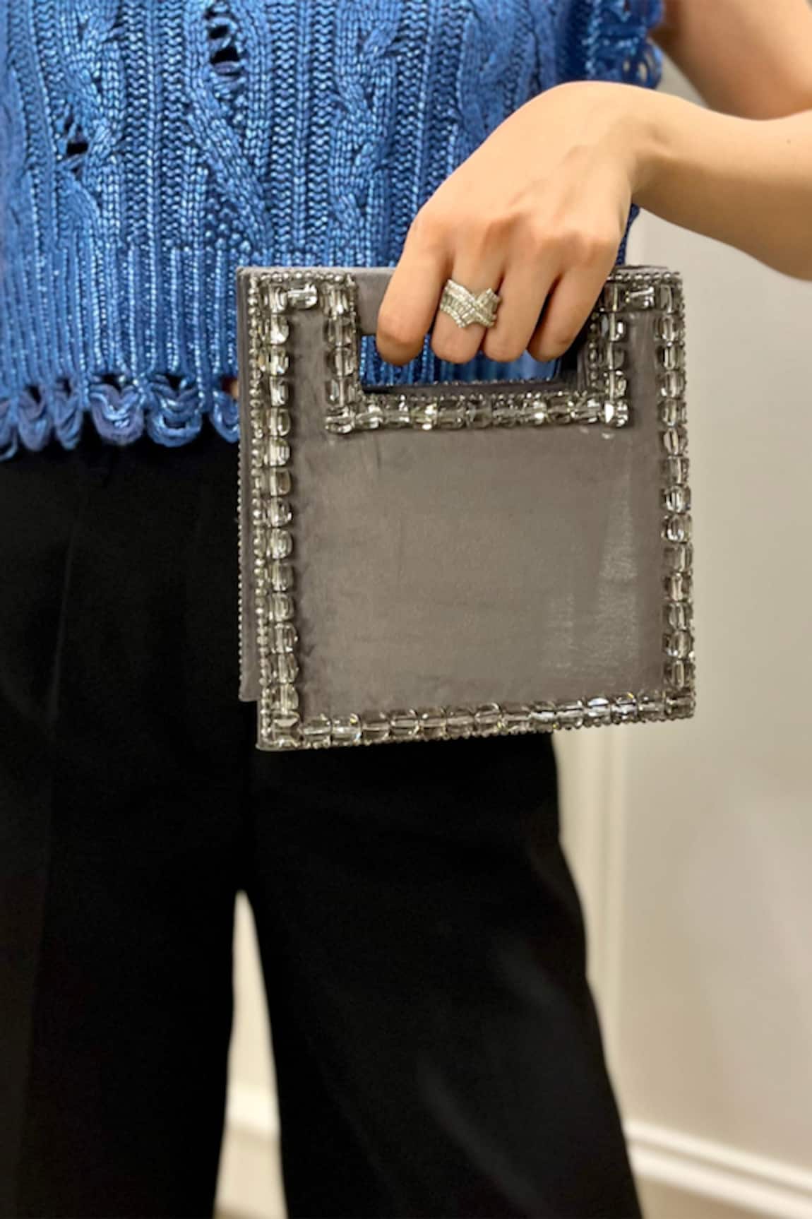 Aomidori Shimai Lining Glass Crystal Beaded Handbag