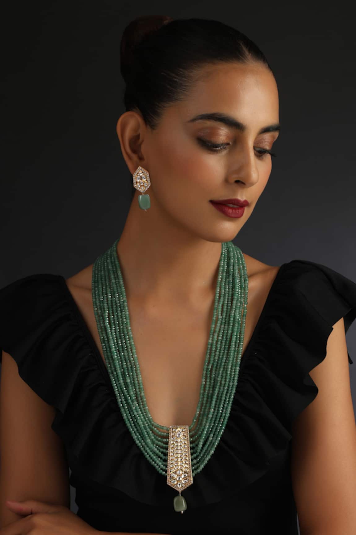 Swabhimann Uncut Polki Embellished Layered Necklace Set 