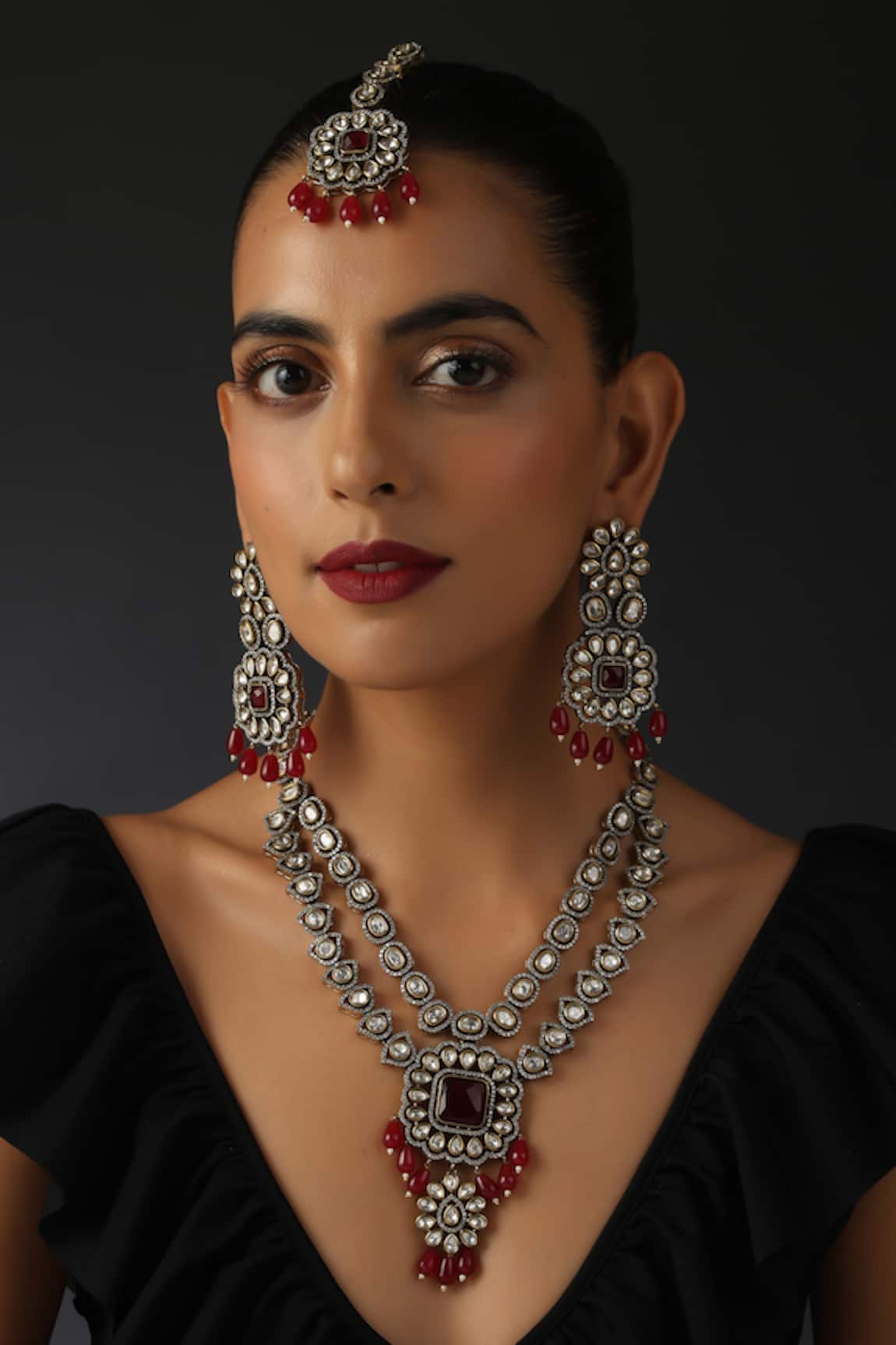 Swabhimann Uncut Polki Stone Embellished Necklace set 