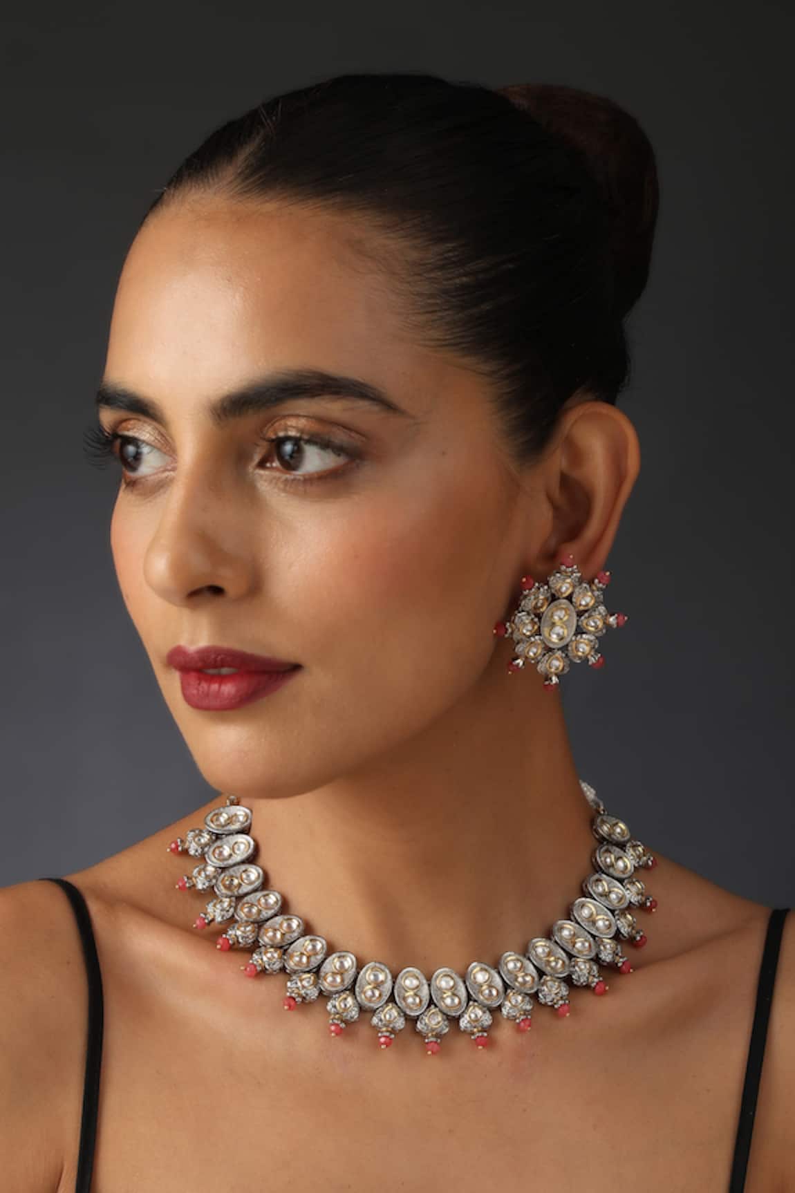 Swabhimann Carved Kundan Embellished Necklace Set