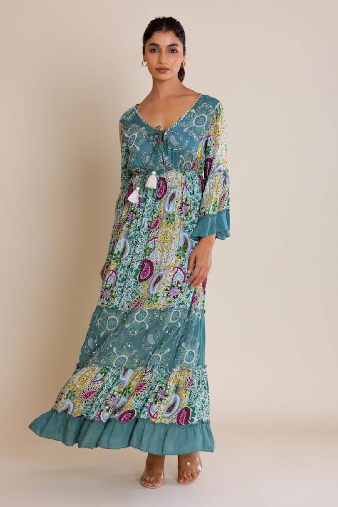 Label Reyya Paisley Print Gown