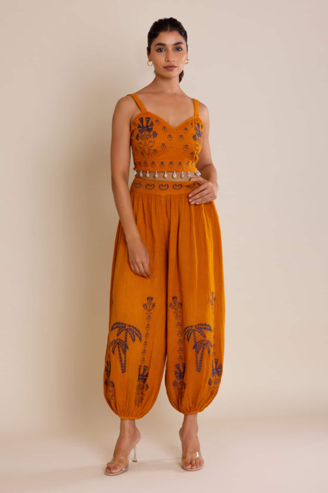 Label Reyya Embroidered Crop Top & Arabic Pant