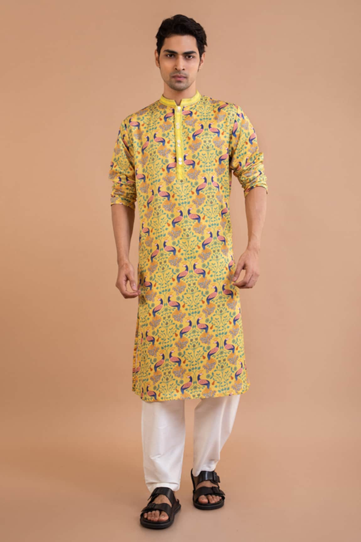 Priyanka Haralalka Peacock Print Kurta With Pyjama