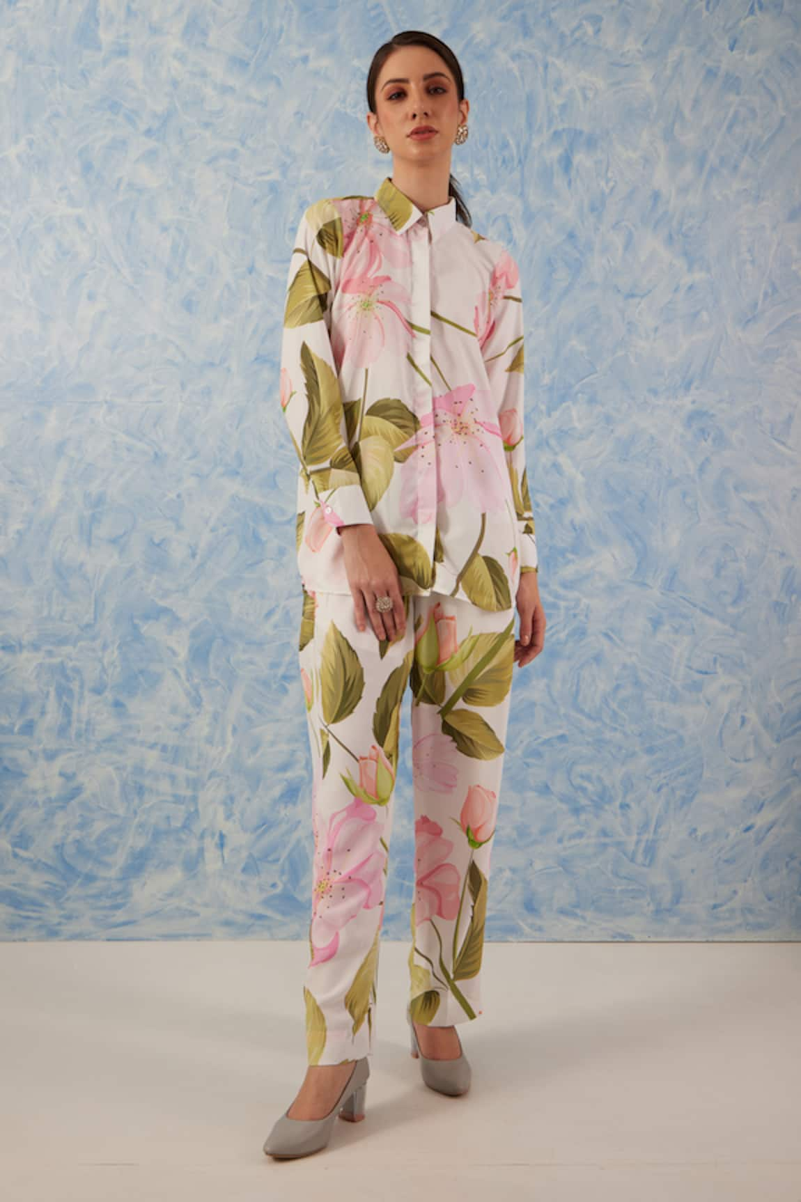 FUGA Floral Bloom Print Shirt With Pant