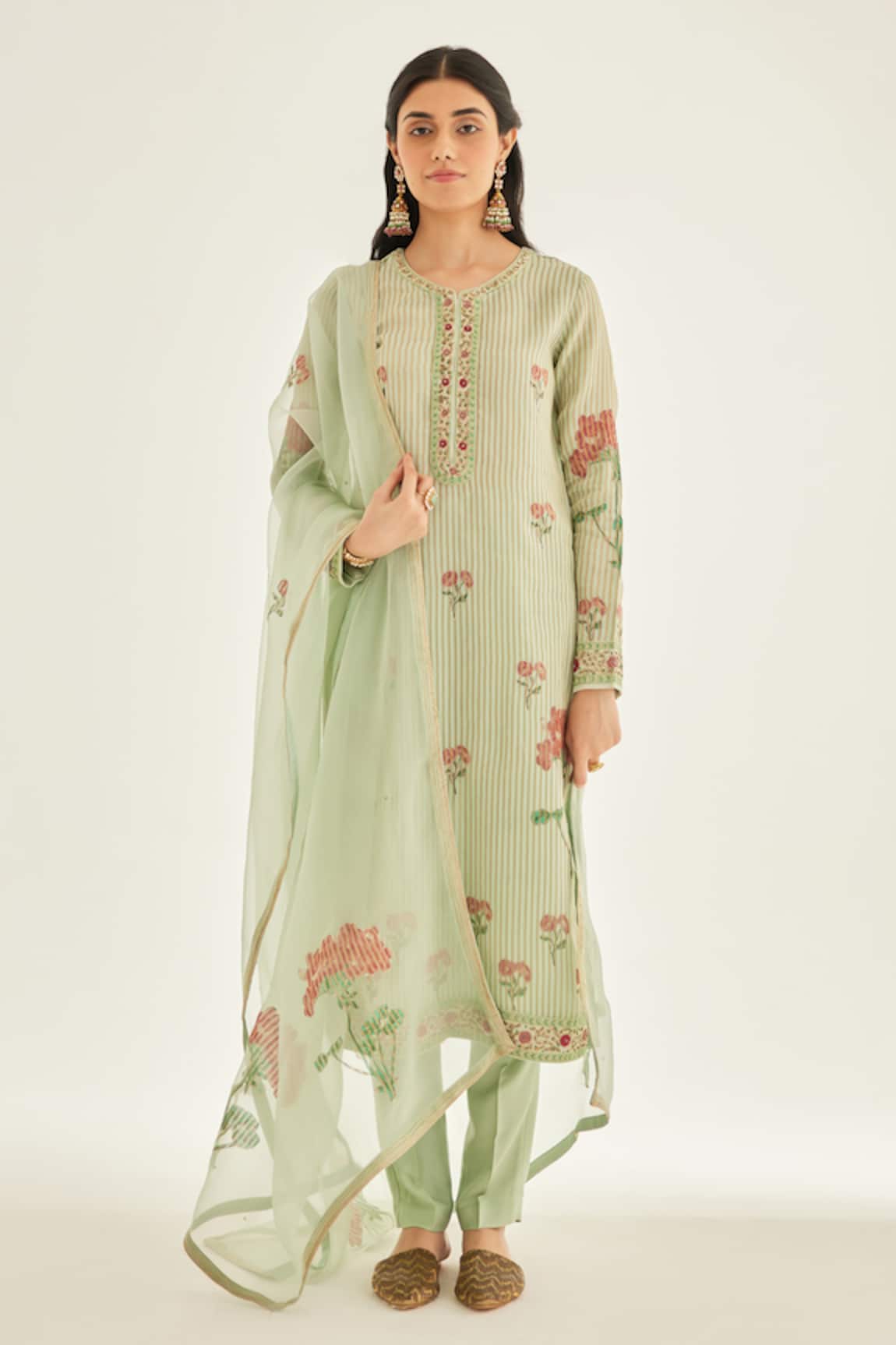 Shyam Narayan Prasad Floral Hand Block Print Kurta Set 