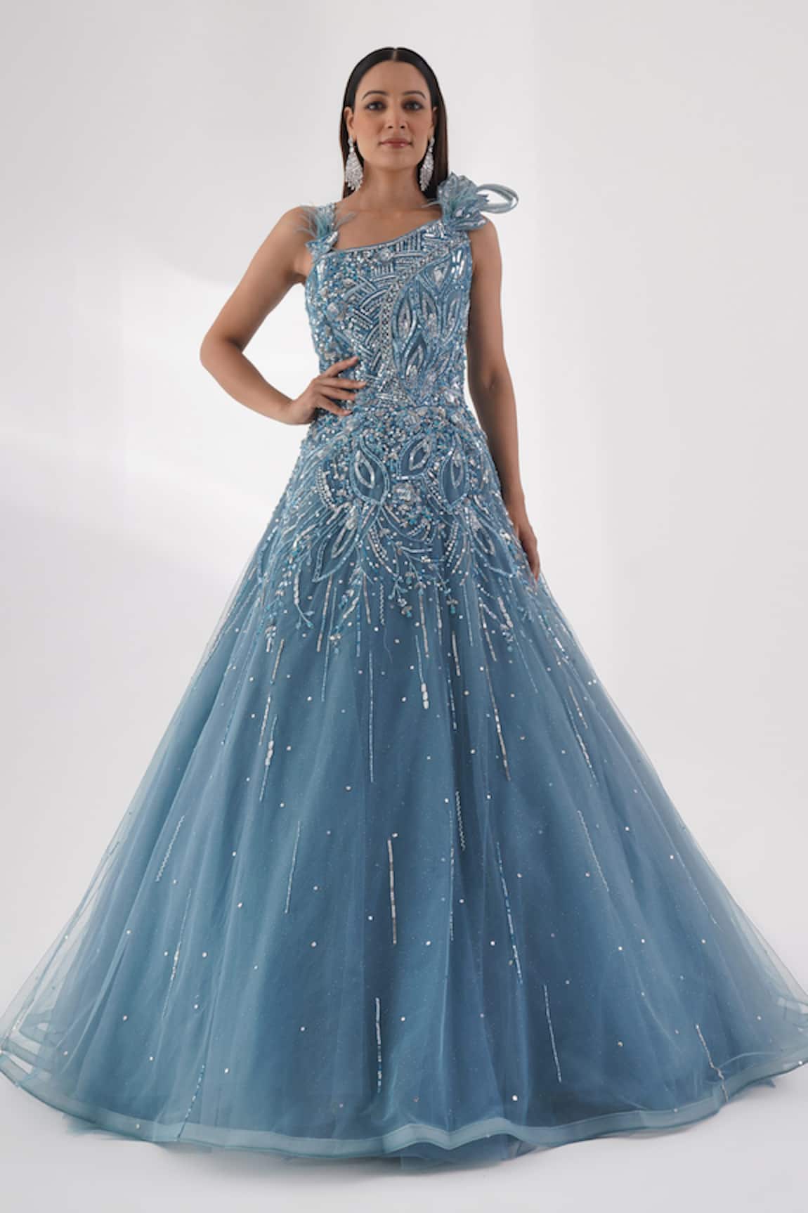 Chaashni By Maansi And Ketan Sequin & Cutdana Embellished Gown 