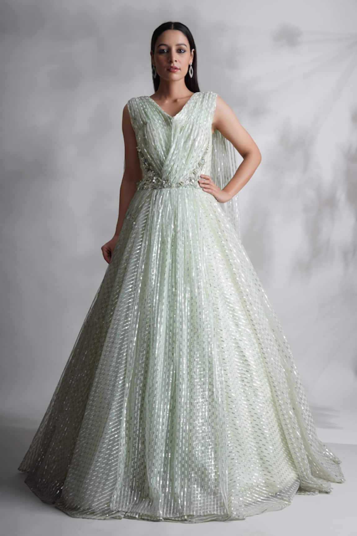 Chaashni by Maansi and Ketan Sequin & Bead Embellished Gown