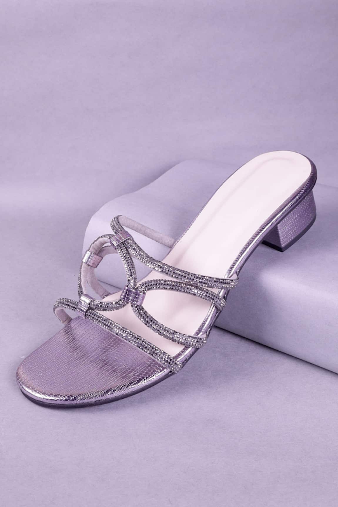 Sana K luxurious Footwear Embellished Cross Strap Heels