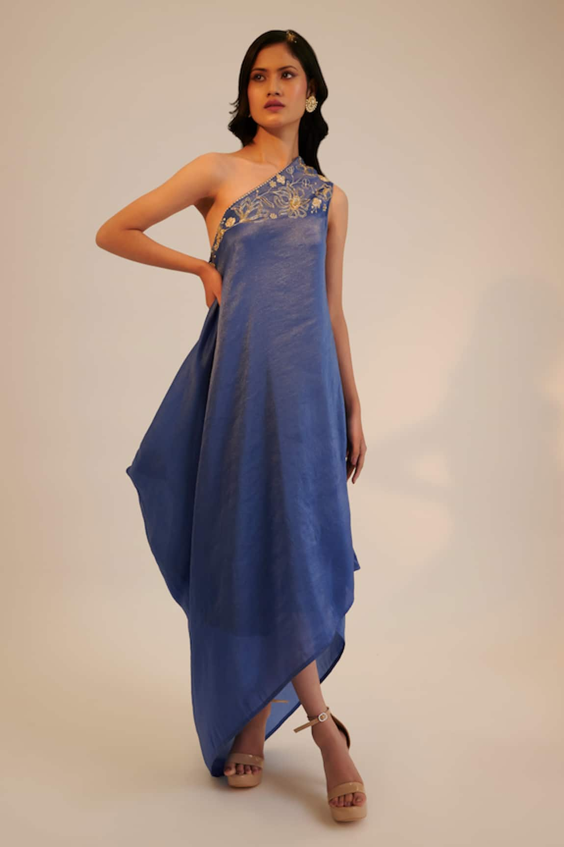 Sheela Suthar Embroidered Yoke Draped Dress