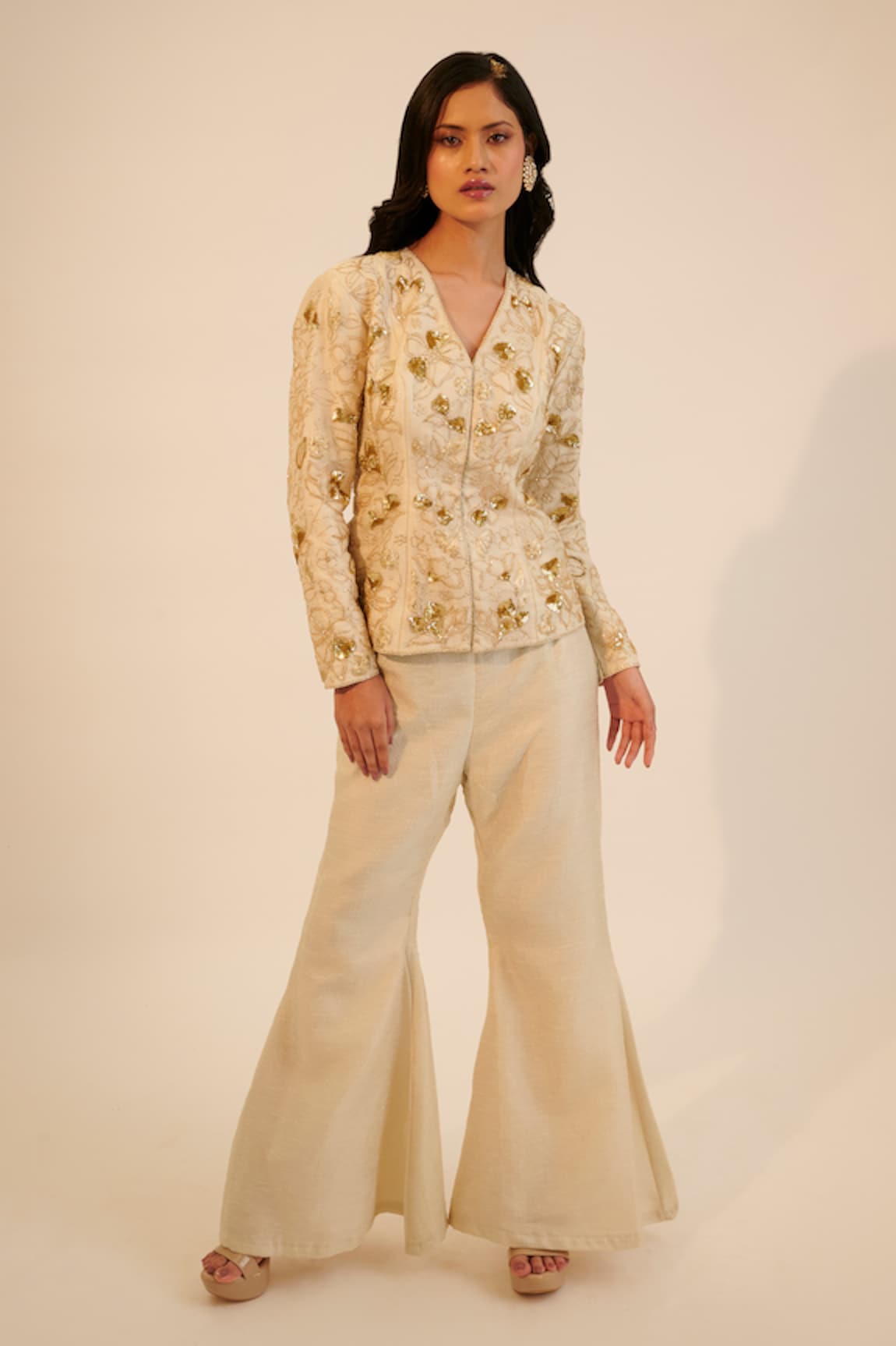 Sheela Suthar Floral Embroidered Jacket & Pant Set