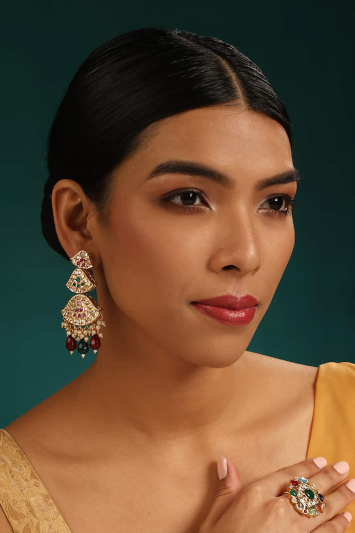 MINAKI Kundan & Stone Embellished Earrings 