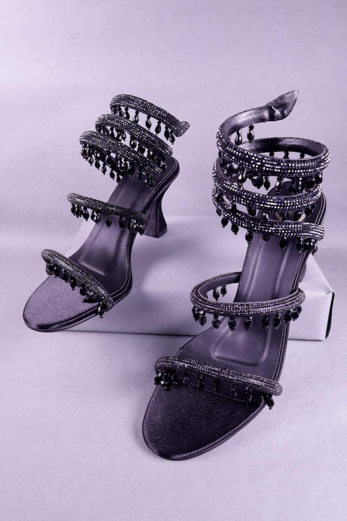 Sana K luxurious Footwear Rhinestone Embellished Heels 