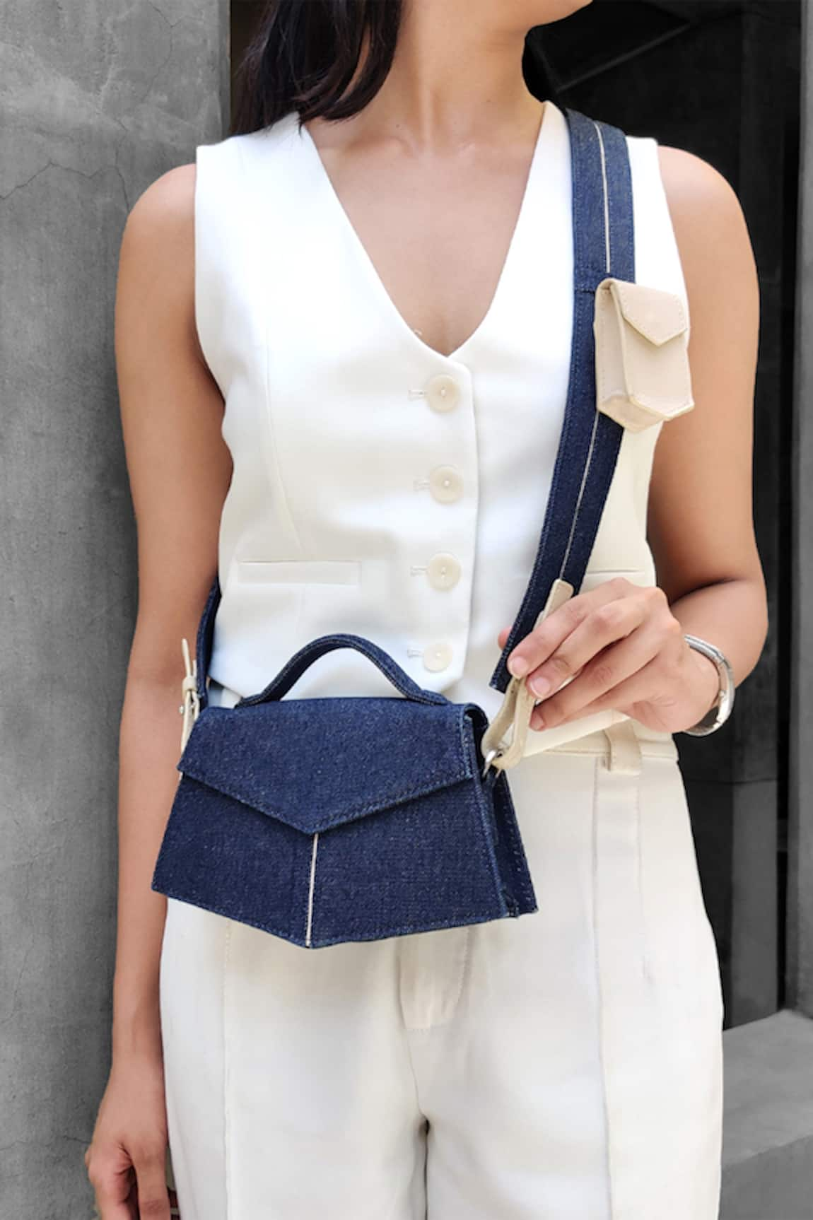 ADISEE Kendal Denim Structured Crossbody Bag