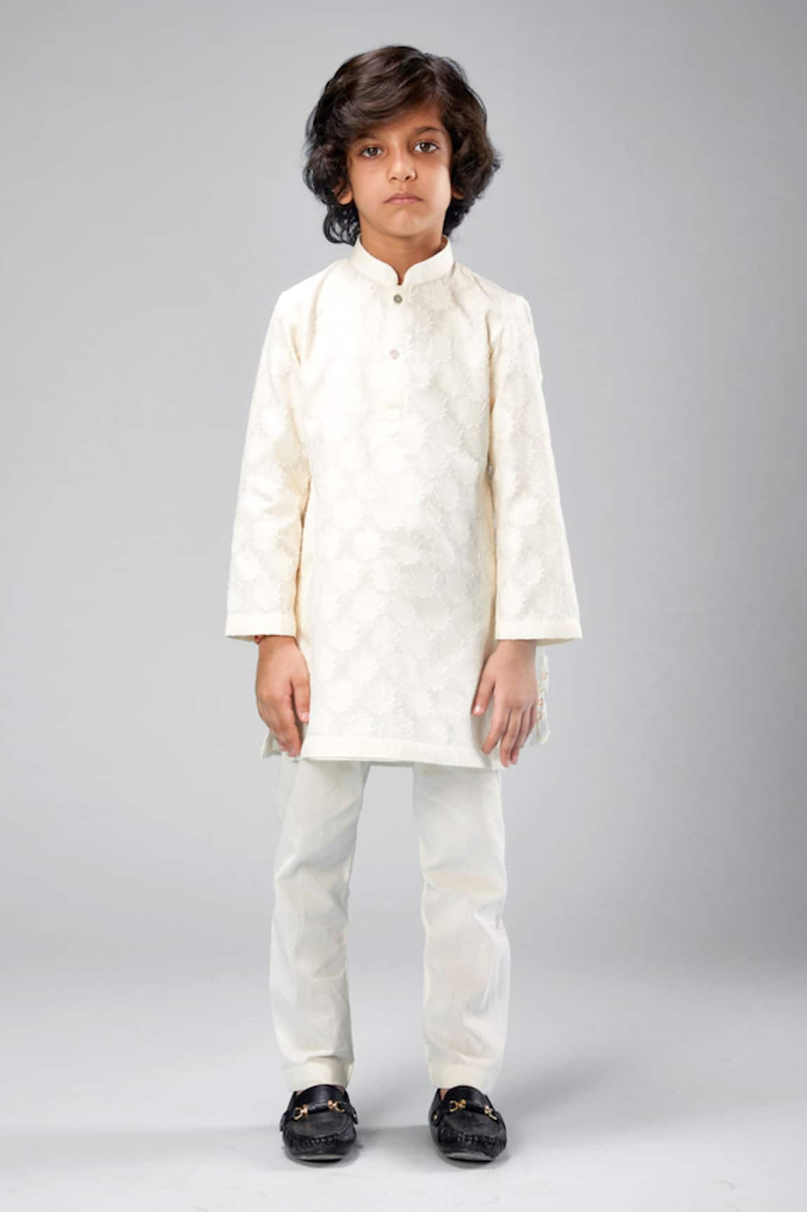 Bal Bachche By Rohit Bal Lotus Embroidered Kurta Set