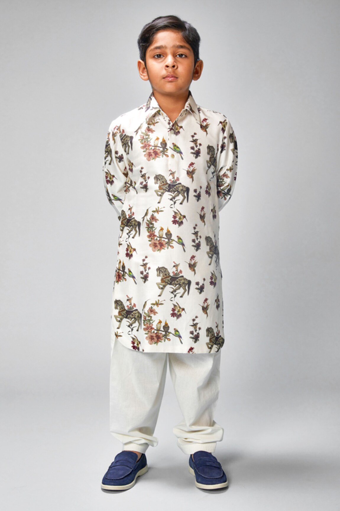 Bal Bachche By Rohit Bal Floral & Horse Print Kurta Set