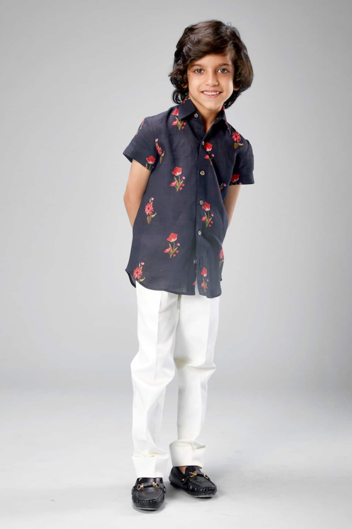 Bal Bachche By Rohit Bal Flower Print Linen Shirt