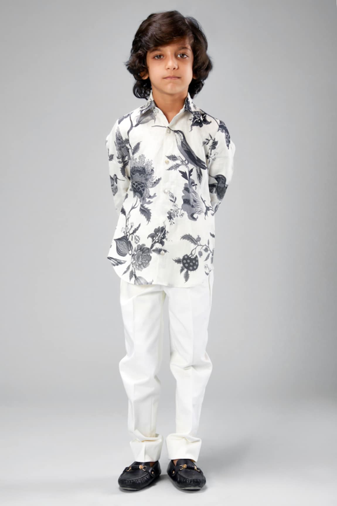 Bal Bachche By Rohit Bal Bird Print Linen Shirt