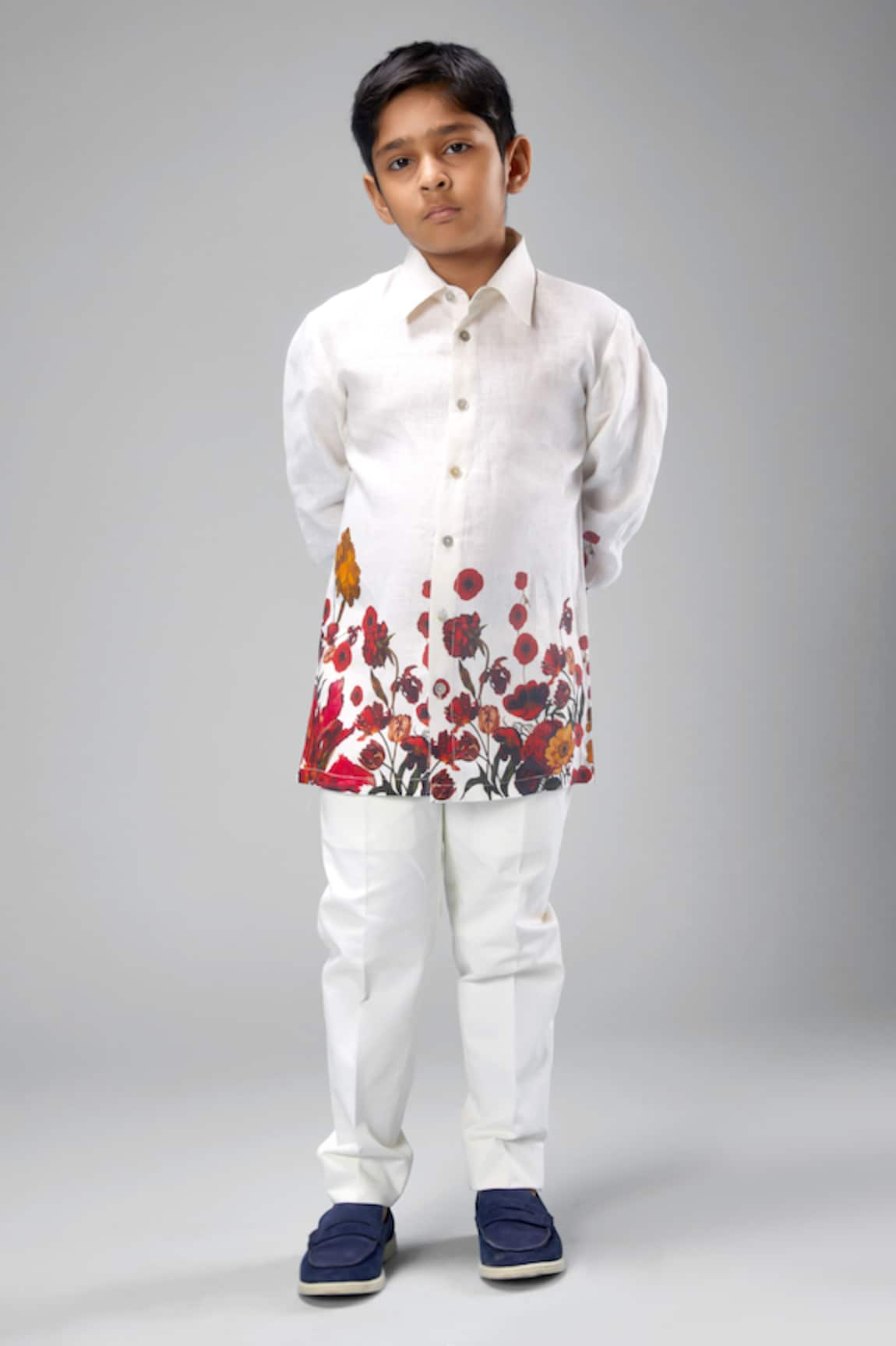 Bal Bachche By Rohit Bal Garden Print Linen Shirt