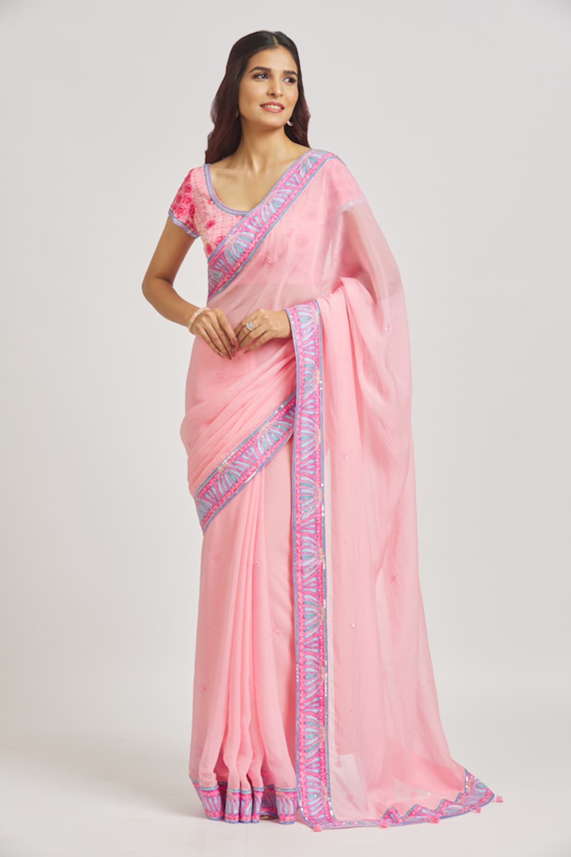 Sheela Suthar Organza Saree With Embroidered Blouse