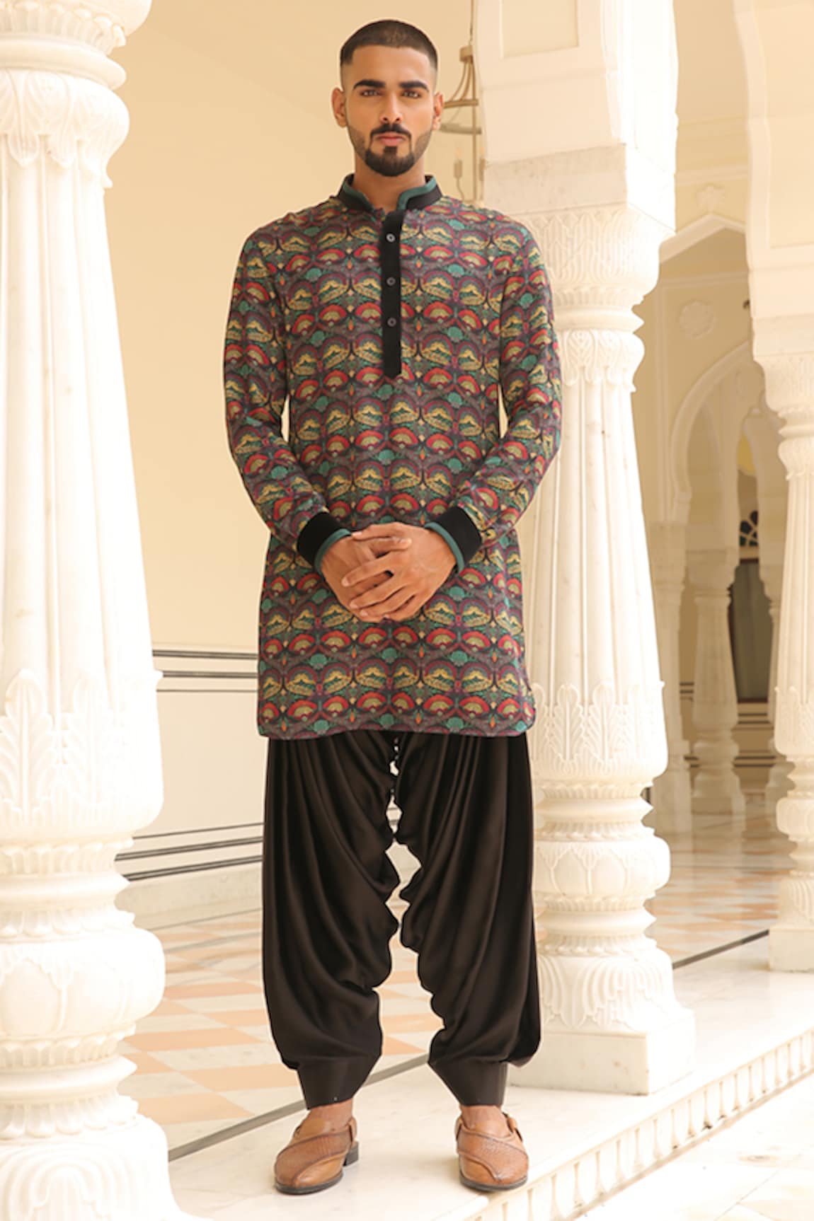 Rohit Kamra Jaipur Silk Abstract Print Kurta