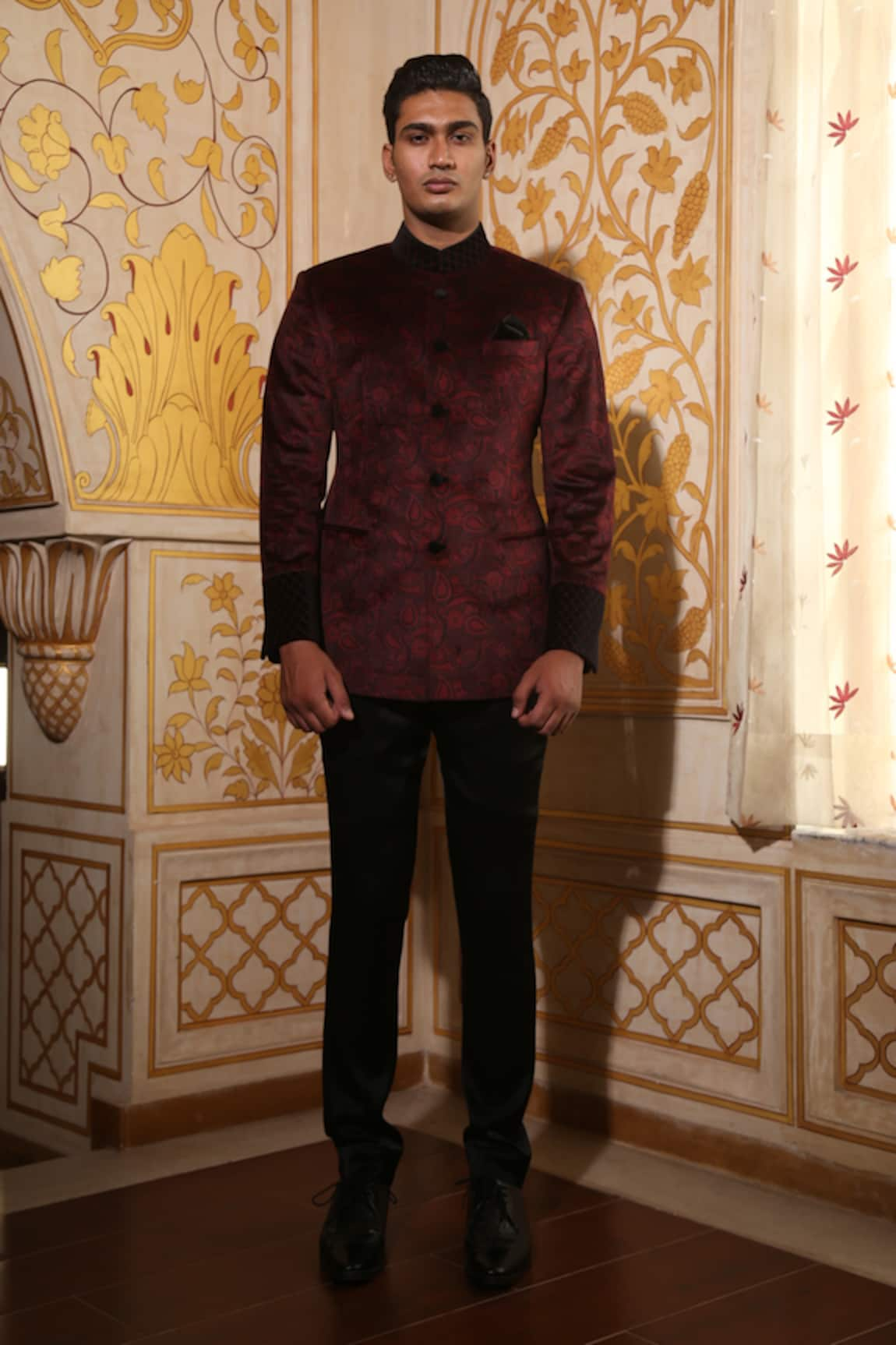 Rohit Kamra Jaipur Paisley Velvet Jodhpuri Bandhgala