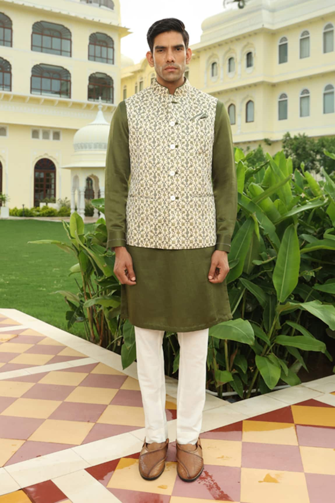 Rohit Kamra Jaipur Blossom Jaal Print Bundi Kurta Set