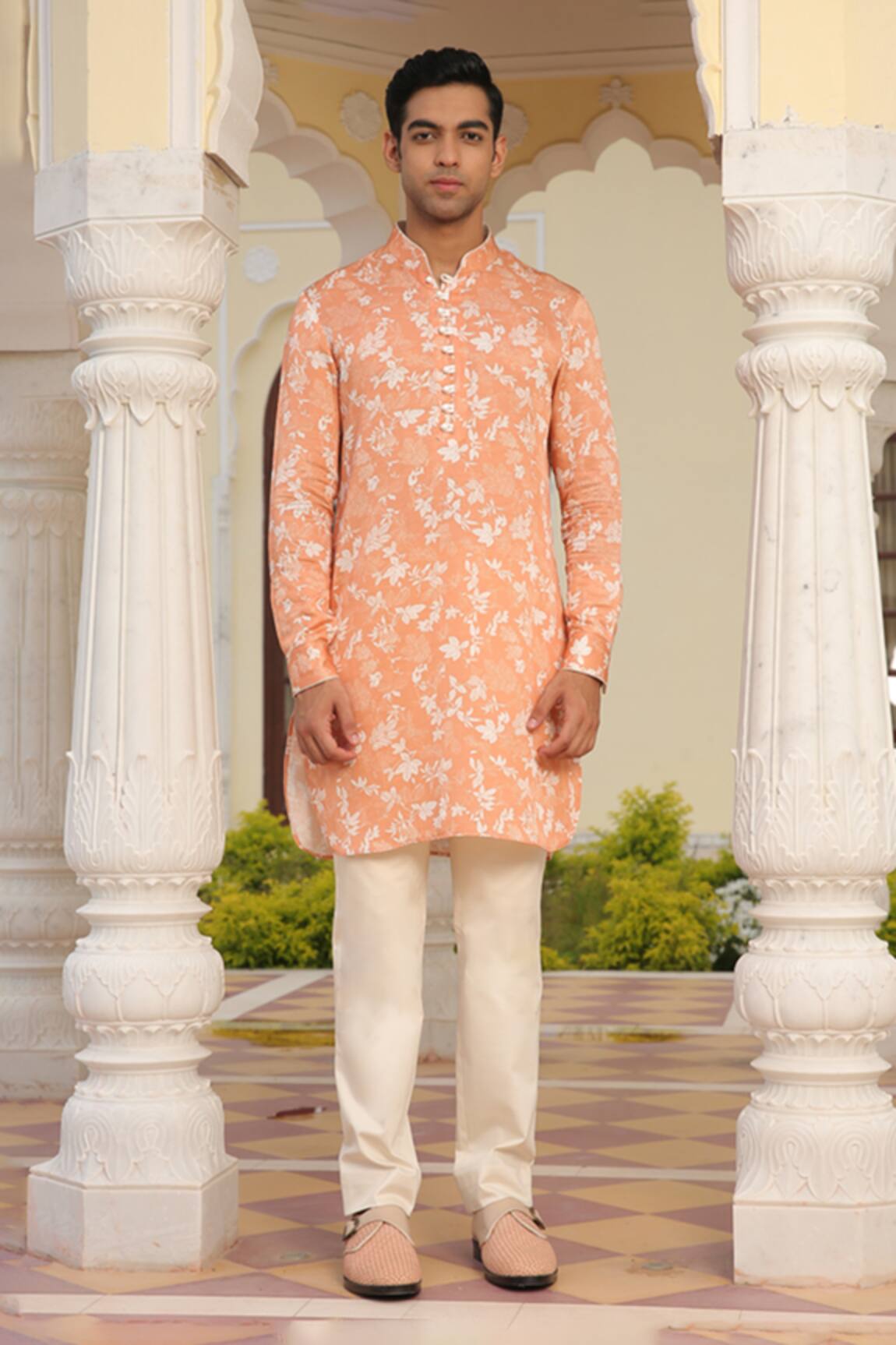 Rohit Kamra Jaipur Leaves Print Kurta