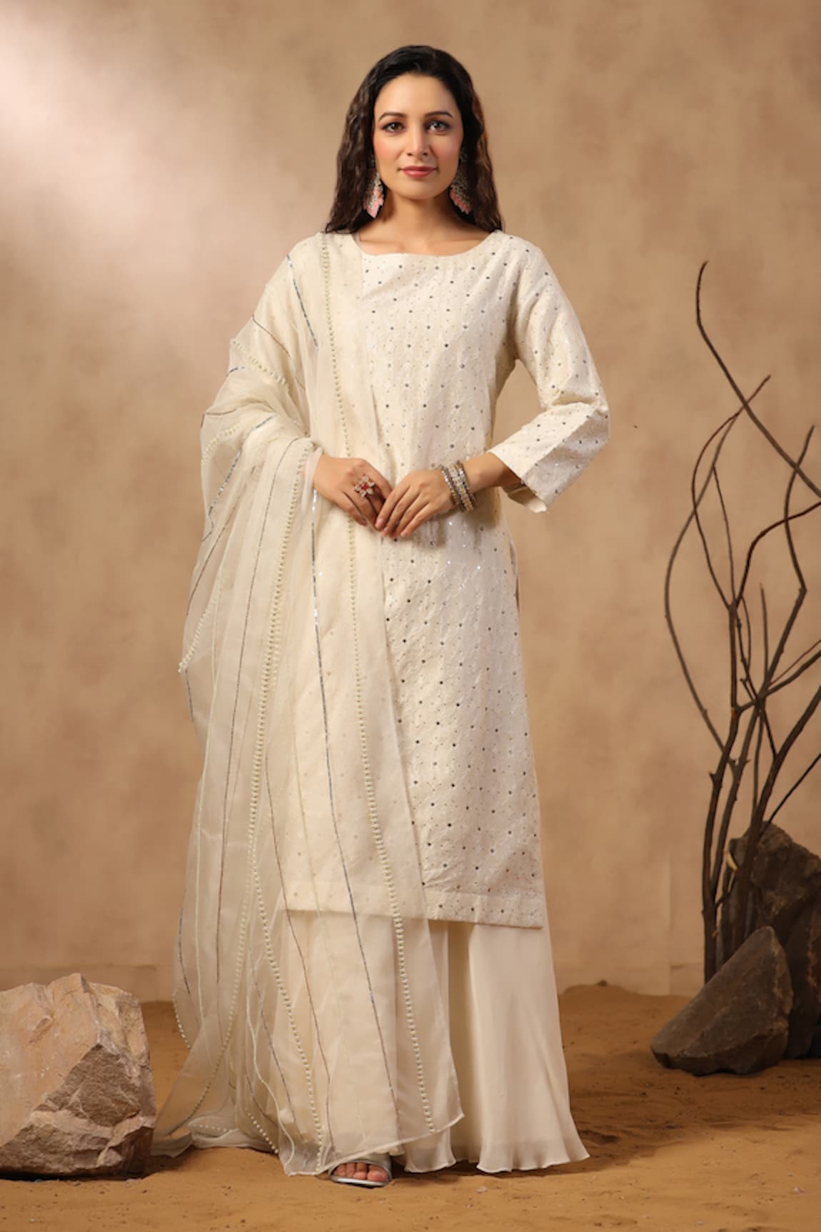 Palak Khandelwal Sequin Embroidered Silk Kurta Sharara Set