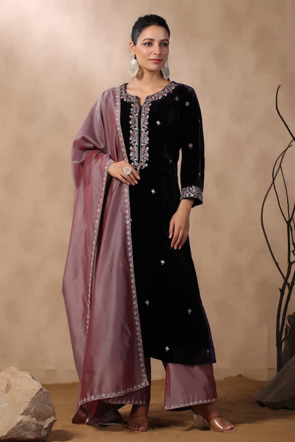 Palak Khandelwal Velvet Embroidered Kurta Set