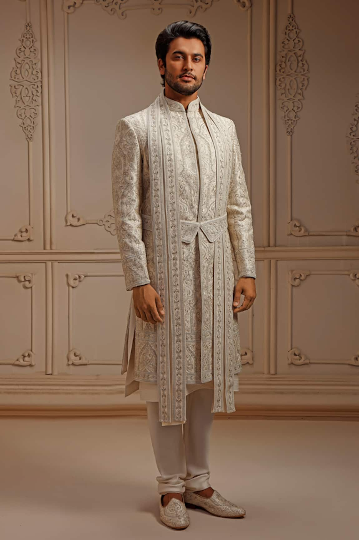 Vanshik Resham Pearl Bloom Embroidered Sherwani Set