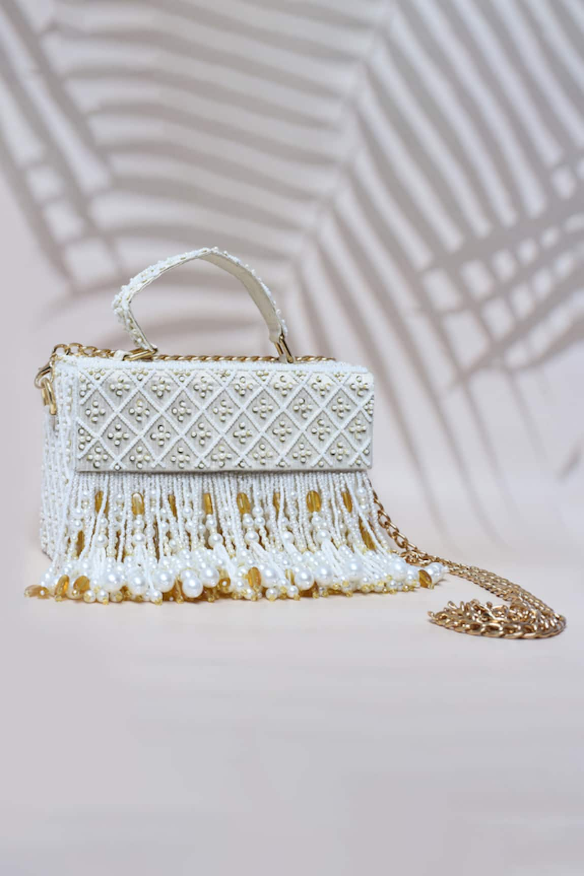 Aloha by PS Noori Pearl Tassel Box Clutch