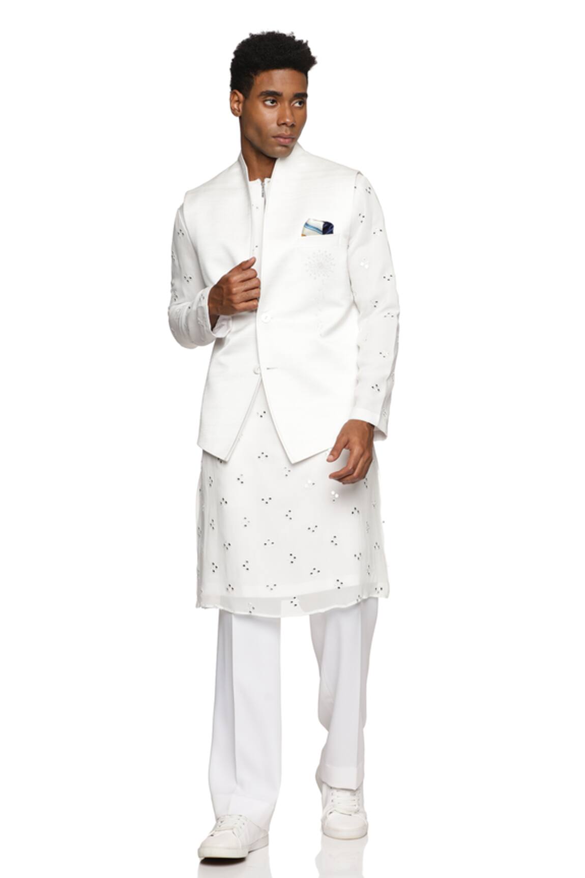 Paresh Lamba Signatures Floral Embroidered White Bundi 