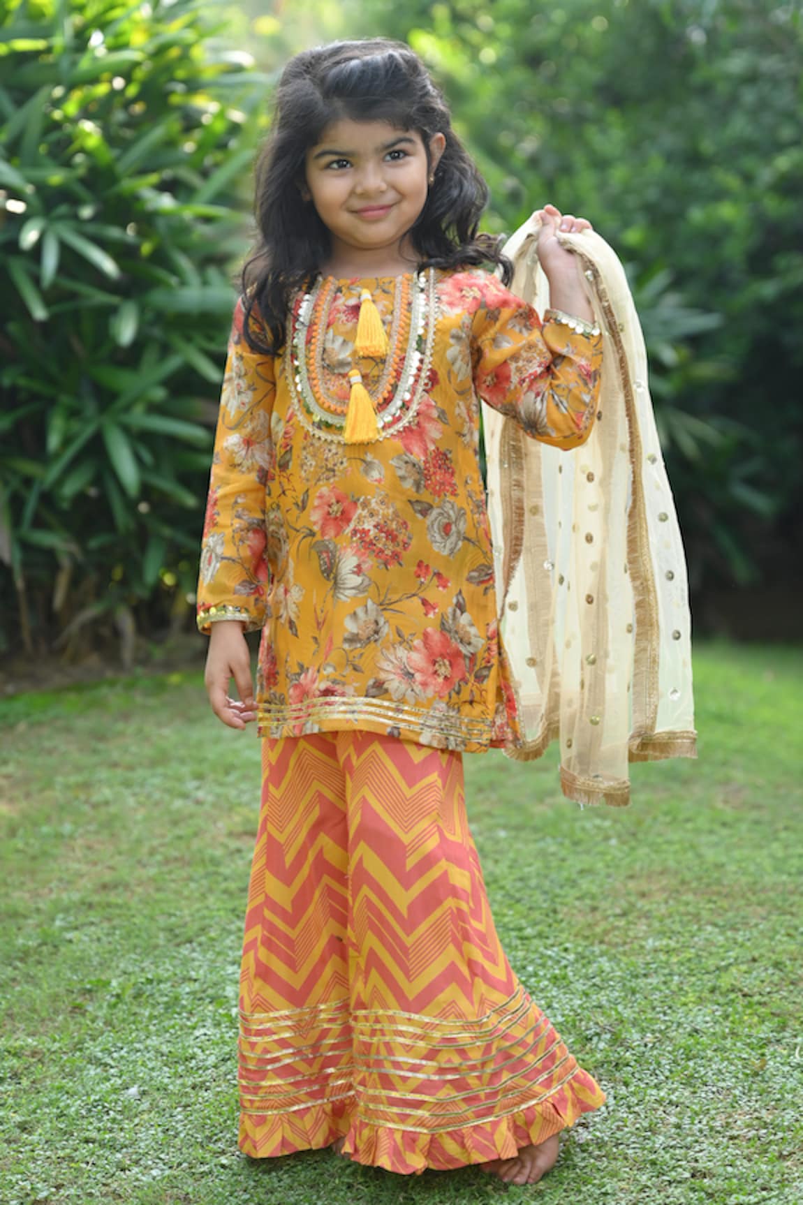 The Plum Bum Floral Pattern Kurta Palazzo Set