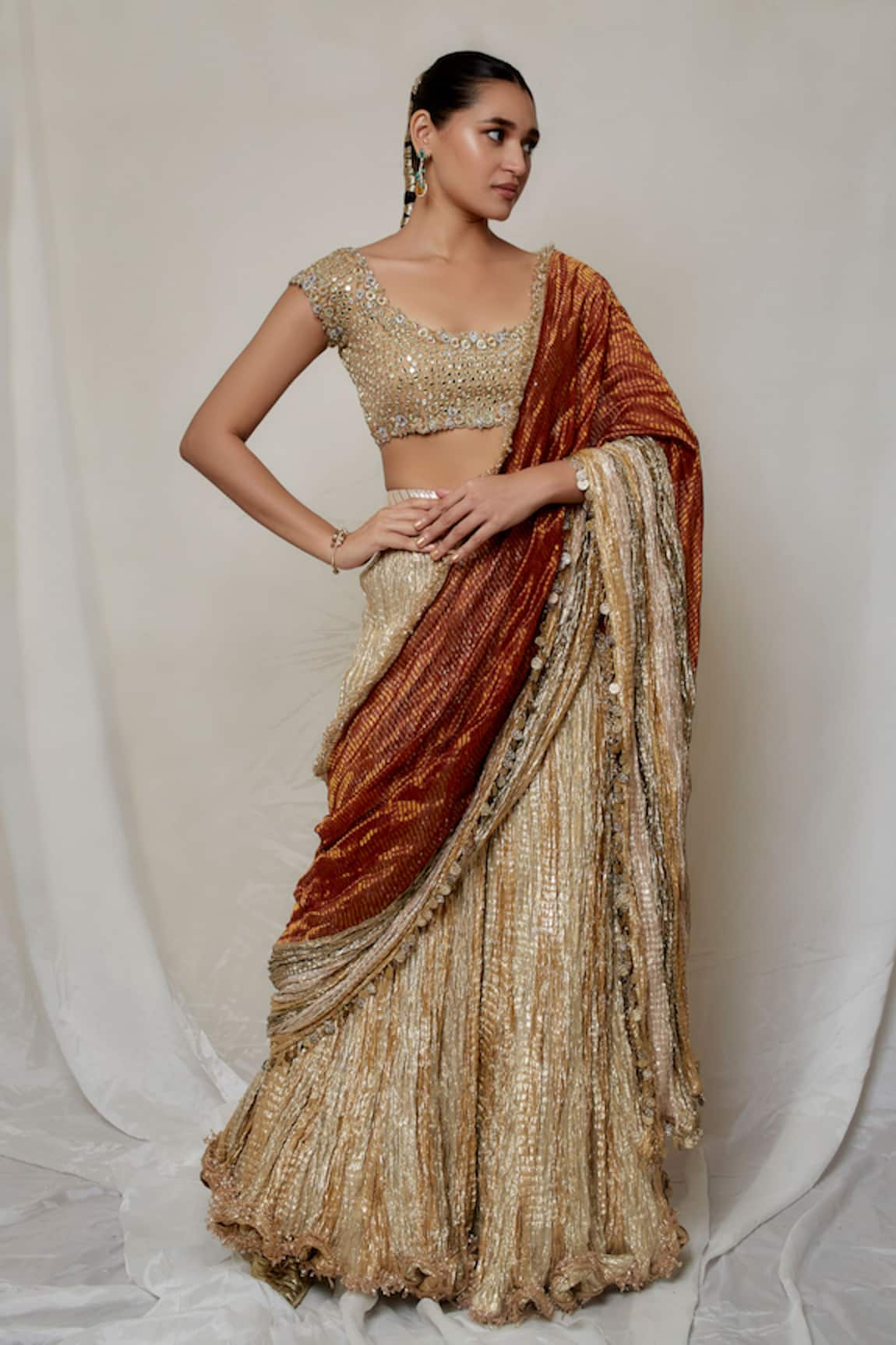 Etasha by Asha Jain Draped Palazzo Saree With Blouse