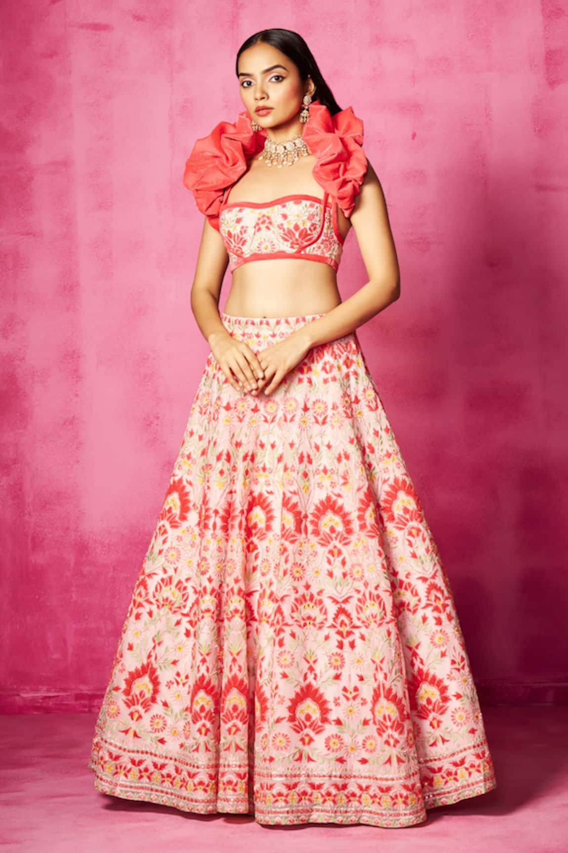 Neha Gursahani Embroidered Lehenga Set With Shrug