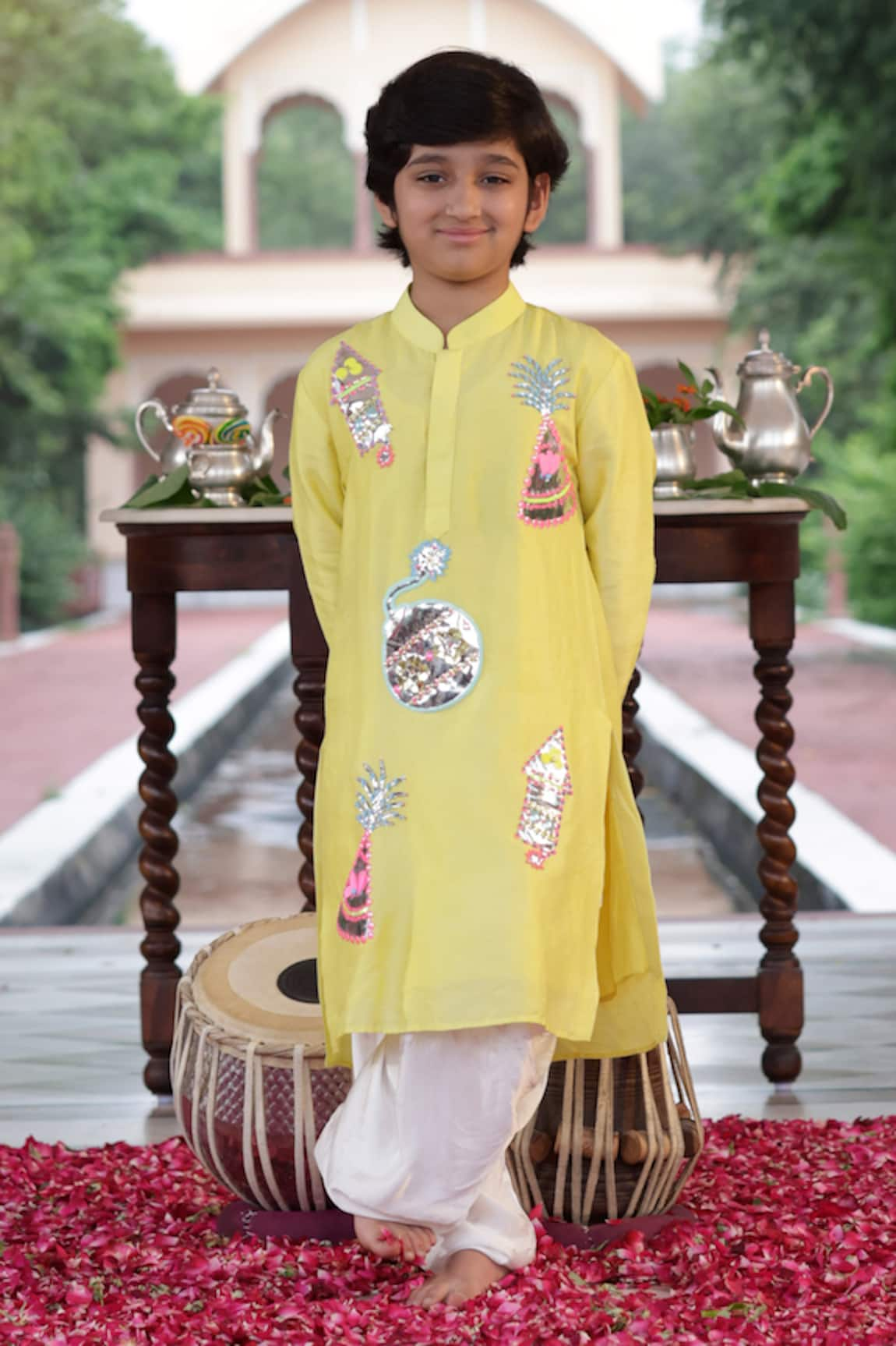 Panchhi by Kanupriya Tibrewala Firecraker Embroidered Kurta With Dhoti Pant